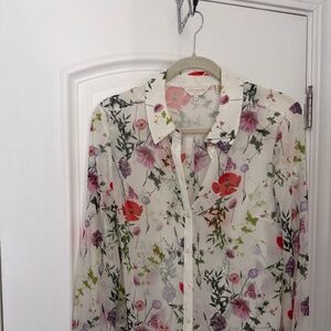 Ted Baker floral silk crepe blouse, size 40 (14)